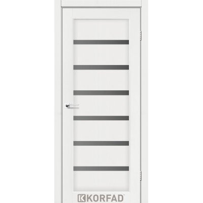 Межкомнотные двери Корфад Коллекция PORTO DELUXE Модель PD-01 (Ясень белый) с грфитовым стеклом