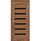 Межкомнотные двери Корфад Коллекция PORTO DELUXE Модель PD-01 (Дуб браш) с чёрным стеклом