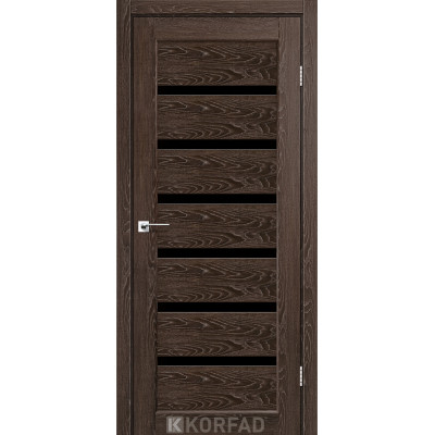 Межкомнотные двери Корфад Коллекция PORTO DELIXE Модель PD-01 (Дуб марсала) с Чёрным стеклом