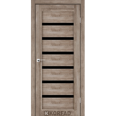 Межкомнотные двери Корфад Коллекция PORTO DELUXE Модель PD-01 (Эш-вайт) с чёрным стеклом