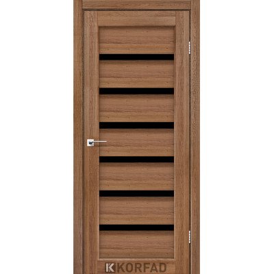 Міжкімнатні Двері Корфад Колекція PORTO DELUXE Модель PD-01 (Дуб браш) з чорним склом