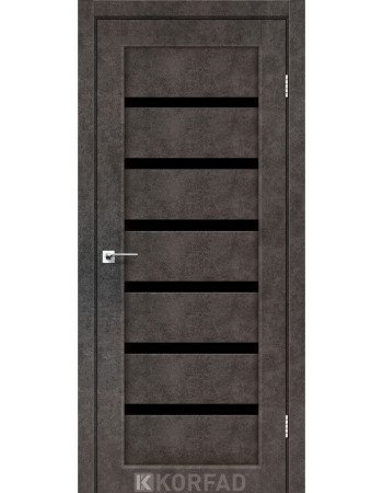 Межкомнотные двери Корфад Коллекция PORTO DELUXE Модель PD-01 (Лофт бетон) с Чёрным стеклом