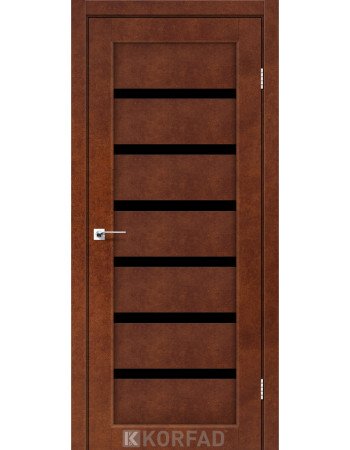 Межкомнотные двери Корфад Коллекция PORTO DELUXE Модель PD-01 (Сталь кортэн) с Чёрным стеклом