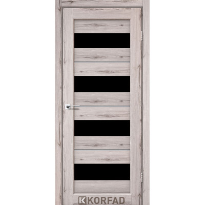 Межкомнотные двери Корфад Коллекция PORTO DELUXE Модель PD-02 (Дуб нордик) с чёрным стеклом
