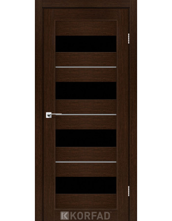Межкомнотные двери Корфад Коллекция PORTO DELUXE Модель PD-02 (Венге) с чёрным стеклом