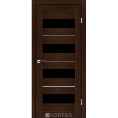 Межкомнотные двери Корфад Коллекция PORTO DELUXE Модель PD-02 (Венге) с чёрным стеклом