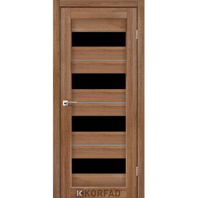 Міжкімнатні Двері Корфад Колекція PORTO DELUXE Модель PD-02 (Дуб браш) з чорним склом