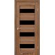 Межкомнотные двери Корфад Коллекция PORTO DELUXE Модель PD-02 (Дуб браш) с чёрным стеклом