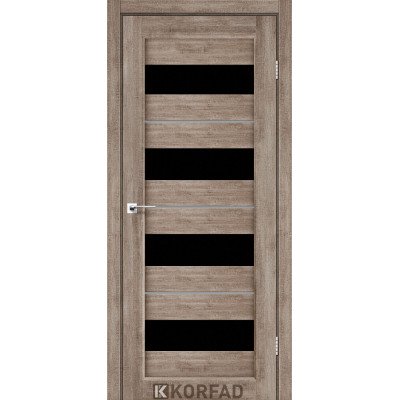 Межкомнотные двери Корфад Коллекция PORTO DELUXE Модель PD-02 (Эш-вайт) с чёрным секлом