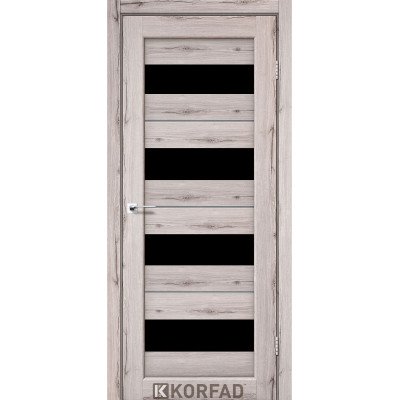 Міжкімнатні Двері Корфад Колекція PORTO DELUXE Модель PD-02 (Дуб нордик) з чорним склом