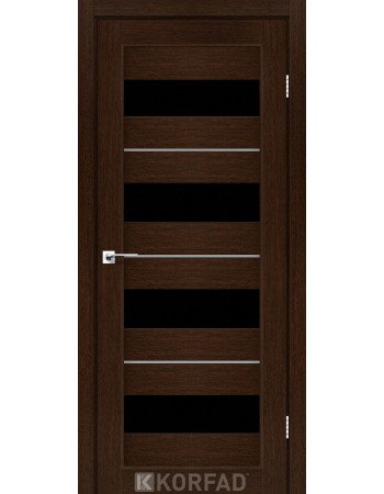Міжкімнатні Двері Корфад Колекція PORTO DELUXE Модель PD-02 (Венге) з чорним склом
