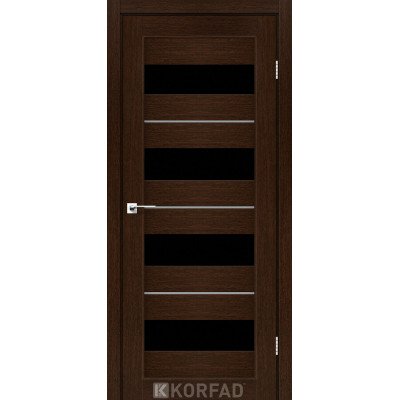 Міжкімнатні Двері Корфад Колекція PORTO DELUXE Модель PD-02 (Венге) з чорним склом