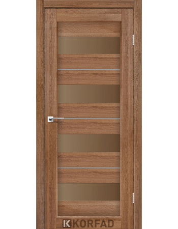 Межкомнотные двери Корфад Коллекция PORTO DELUXE Модель PD-02 (Дуб браш) с бронзовым стеклом