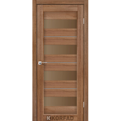 Межкомнотные двери Корфад Коллекция PORTO DELUXE Модель PD-02 (Дуб браш) с бронзовым стеклом
