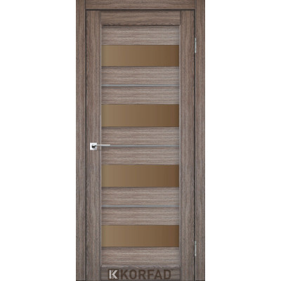 Межкомнотные двери Корфад Коллекция PORTO DELUXE Модель PD-02 (Дуб грей) с бронзовым стеклом