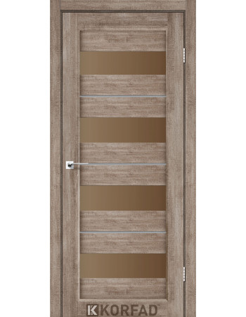 Межкомнотные двери Корфад Коллекция PORTO DELUXE Модель PD-02 (Эш-вайт) с бронзовым секлом