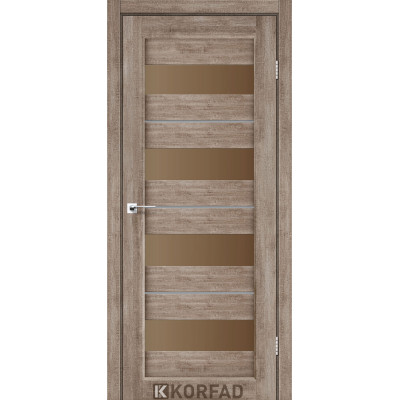 Межкомнотные двери Корфад Коллекция PORTO DELUXE Модель PD-02 (Эш-вайт) с бронзовым секлом