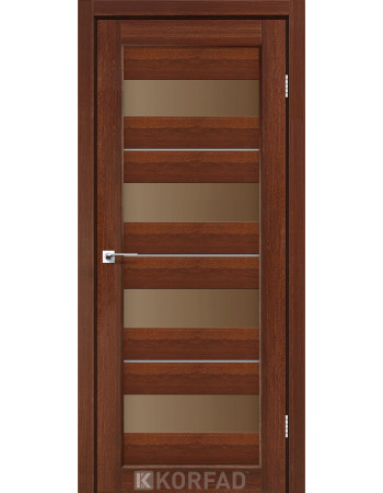 Межкомнотные двери Корфад Коллекция PORTO DELUXE Модель PD-02 (Орех) с бронзовым стеклом