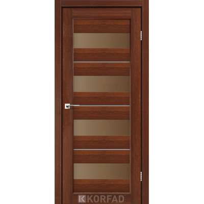 Межкомнотные двери Корфад Коллекция PORTO DELUXE Модель PD-02 (Орех) с бронзовым стеклом