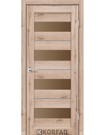 Межкомнотные двери Корфад Коллекция PORTO DELUXE Модель PD-02 (Дуб тобакко) с бронзовым стеклом