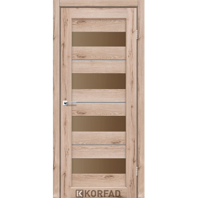 Межкомнотные двери Корфад Коллекция PORTO DELUXE Модель PD-02 (Дуб тобакко) с бронзовым стеклом