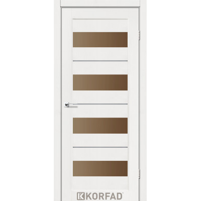 Межкомнотные двери Корфад Коллекция PORTO DELUXE Модель PD-02 (Ясень белый) с бронзовым стеклом