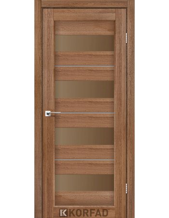 Міжкімнатні Двері Корфад Колекція PORTO DELUXE Модель PD-02 (Дуб браш) з бронзовим чорним склом