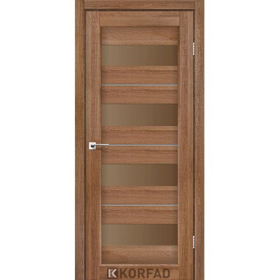 Міжкімнатні Двері Корфад Колекція PORTO DELUXE Модель PD-02 (Дуб браш) з бронзовим чорним склом