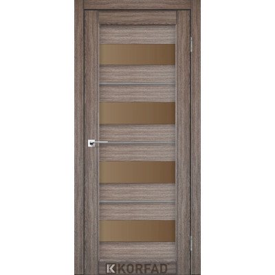 Межкомнотные двери Корфад Коллекция PORTO DELUXE Модель PD-02 (Дуб грей) с бронзовым стеклом