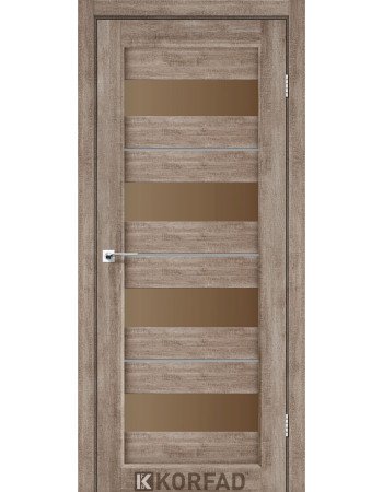 Міжкімнатні Двері Корфад Колекція PORTO DELUXE Модель PD-02 (Еш-вайт) з бронзовим склом