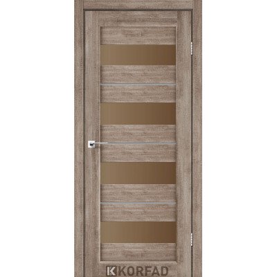 Межкомнотные двери Корфад Коллекция PORTO DELUXE Модель PD-02 (Эш-вайт) с бронзовым секлом