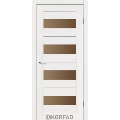 Межкомнотные двери Корфад Коллекция PORTO DELUXE Модель PD-02 (Ясень белый) с бронзовым стеклом
