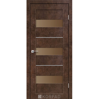 Межкомнотные двери Корфад Коллекция PORTO DELUXE Модель PD-12 (Арт бетон) с бронзовым стеклом
