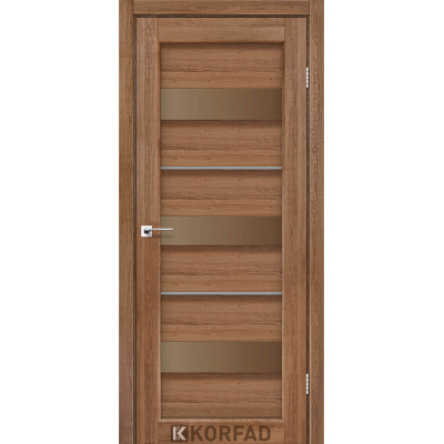 Межкомнотные двери Корфад Коллекция PORTO DELUXE Модель PD-12 (Дуб браш) с бронзовым стеклом