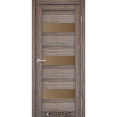 Межкомнотные двери Корфад Коллекция PORTO DELUXE Модель PD-12 (Дуб грей) с бронзовым стеклом