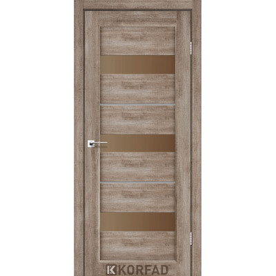 Межкомнотные двери Корфад Коллекция PORTO DELUXE Модель PD-12 (Эш-вайт) с бронзовым стеклом