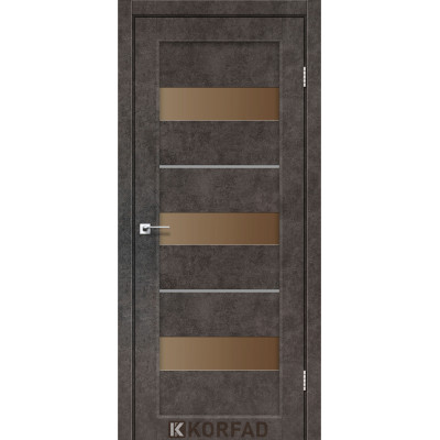 Межкомнотные двери Корфад Коллекция PORTO DELUXE Модель PD-12 (Лофт бетон) с бронзовым стеклом