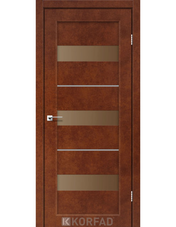 Межкомнотные двери Корфад Коллекция PORTO DELUXE Модель PD-12 (Сталь кортэн) с брозовым стеклом