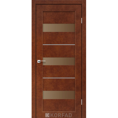 Межкомнотные двери Корфад Коллекция PORTO DELUXE Модель PD-12 (Сталь кортэн) с брозовым стеклом