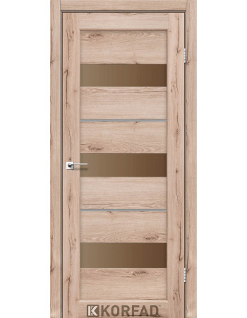 Межкомнотные двери Корфад Коллекция PORTO DELUXE Модель PD-12 (Дуб тобакко) с бронзовым стеклом