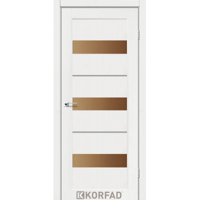 Межкомнотные двери Корфад Коллекция PORTO DELUXE Модель PD-12 (Ясень белый) с бронзовым стеклом