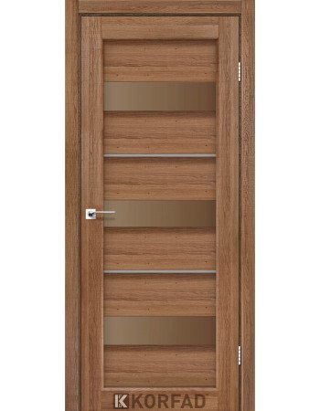 Межкомнотные двери Корфад Коллекция PORTO DELUXE Модель PD-12 (Дуб браш) с бронзовым стеклом