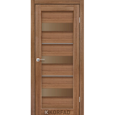 Межкомнотные двери Корфад Коллекция PORTO DELUXE Модель PD-12 (Дуб браш) с бронзовым стеклом