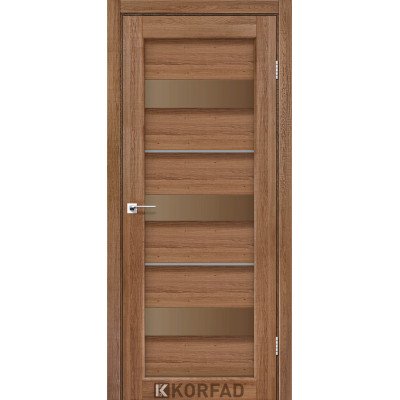 Міжкімнатні Двері Корфад Колекція PORTO DELUXE Модель PD-12 (Дуб браш) з бронзовим склом