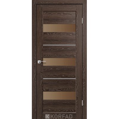 Межкомнотные двери Корфад Коллекция PORTO DELIXE Модель PD-12 (Дуб марсала) с бронзовым стеклом