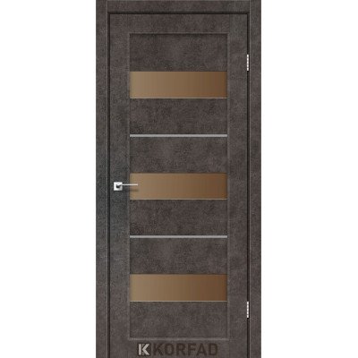 Міжкімнатні Двері Корфад Колекція PORTO DELUXE Модель PD-12 (Лофт бетон) з бронзовим склом