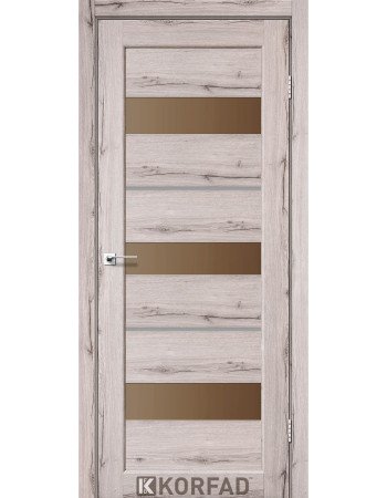 Межкомнотные двери Корфад Коллекция PORTO DELUXE Модель PD-12 (Дуб нордик) с бронзовым стеклом