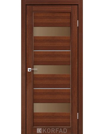 Межкомнотные двери Корфад Коллекция PORTO DELUXE Модель PD-12 (Орех) с бронзовым стеклом