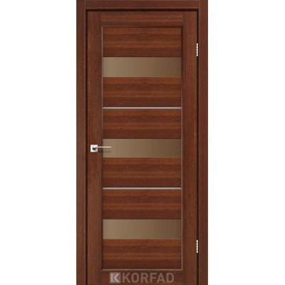 Межкомнотные двери Корфад Коллекция PORTO DELUXE Модель PD-12 (Орех) с бронзовым стеклом