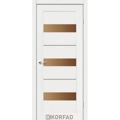 Межкомнотные двери Корфад Коллекция PORTO DELUXE Модель PD-12 (Ясень белый) с бронзовым стеклом